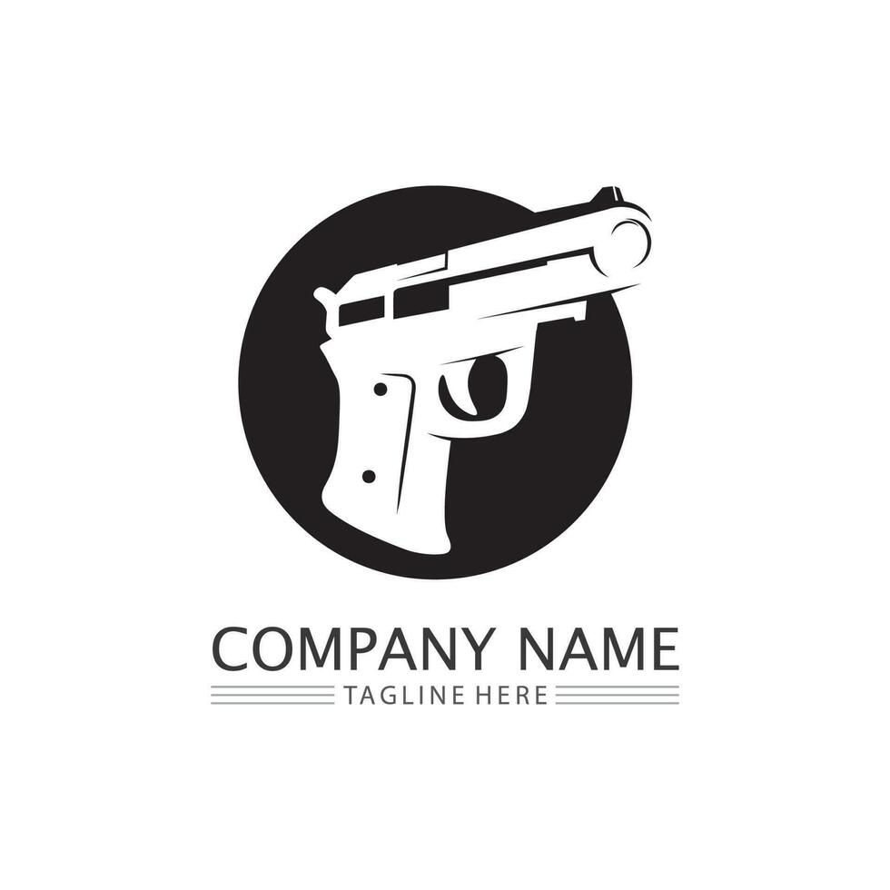 Gun logo and Army soldier sniper shot vector Design Illustration military shot revolver