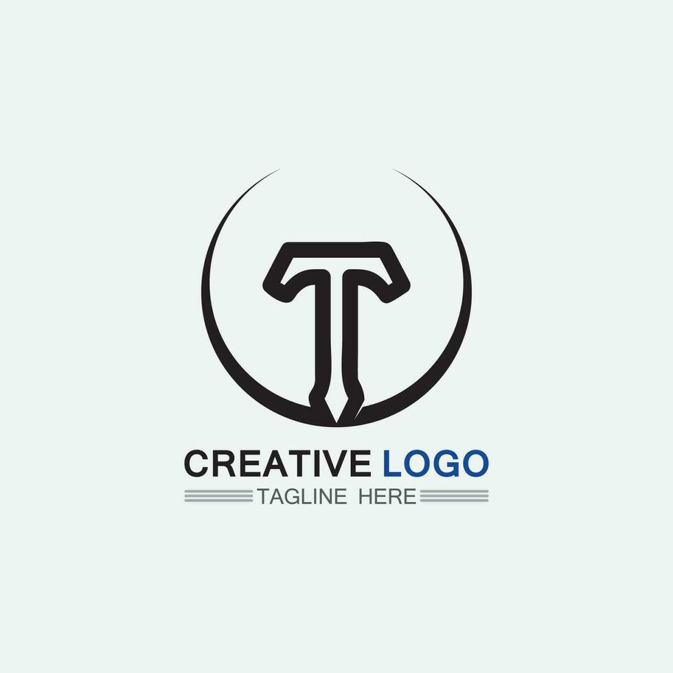 T letter, T logo vector font alphabet design and icon T