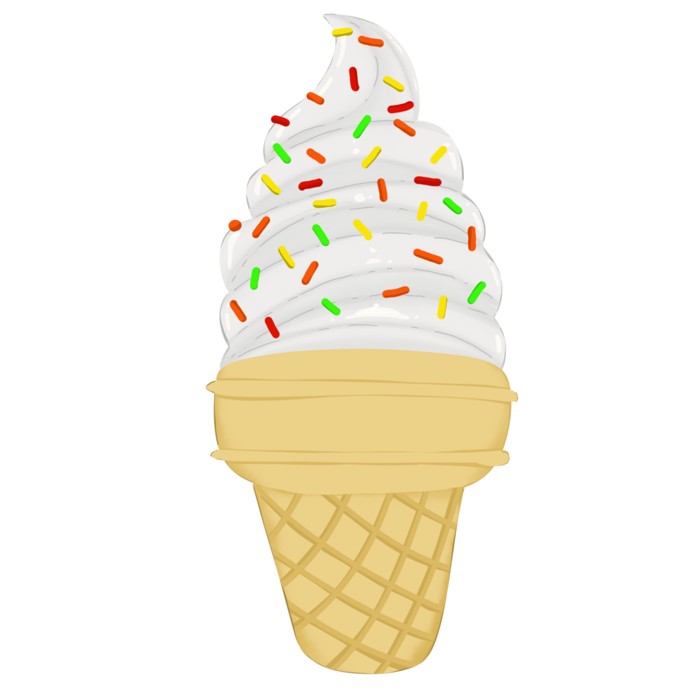 Vanilla ice ice cream cone sprinkled with colorful sugar beads png