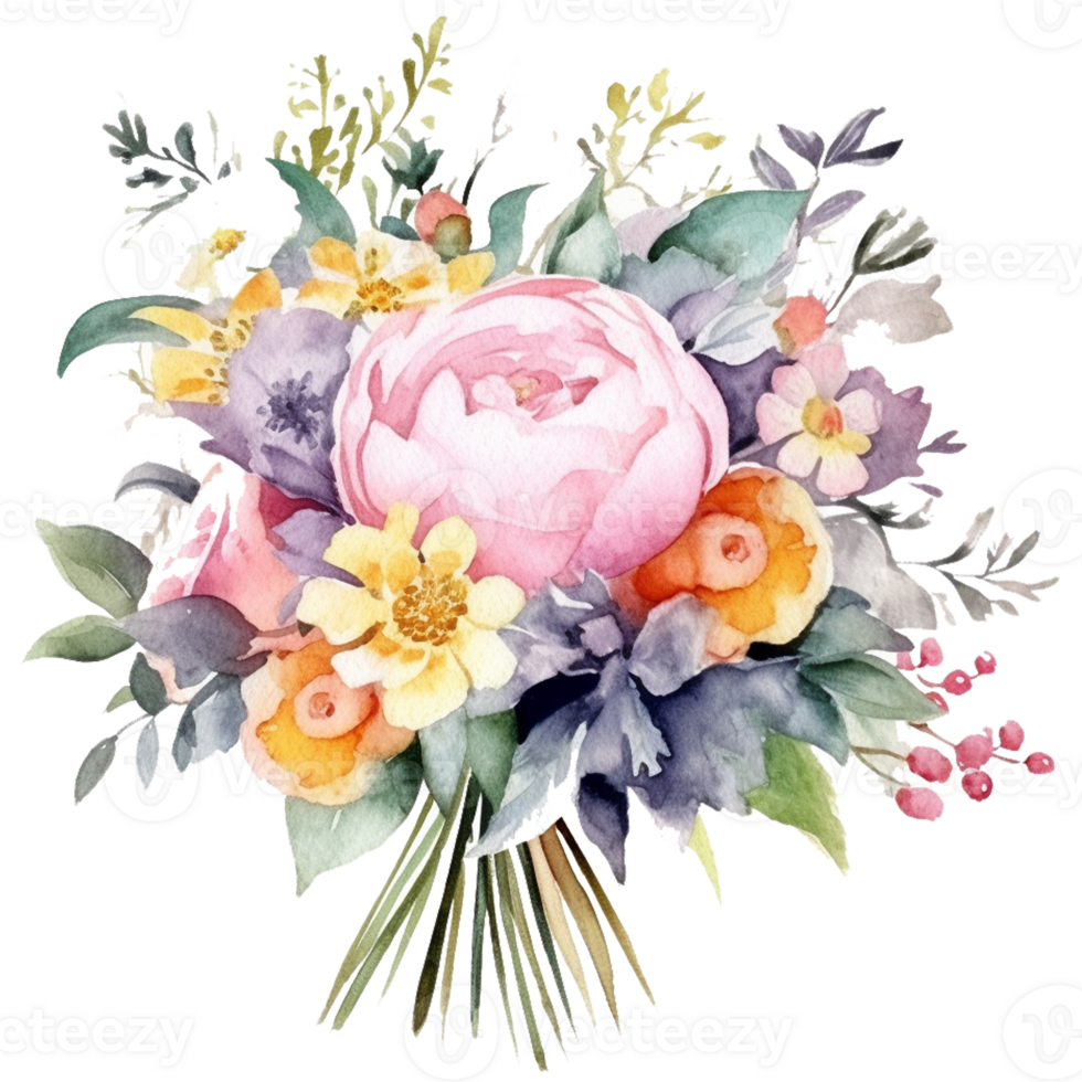 Spring floral wedding bouquet png