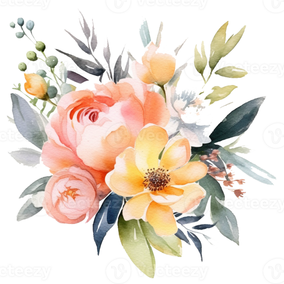Spring floral wedding bouquet png