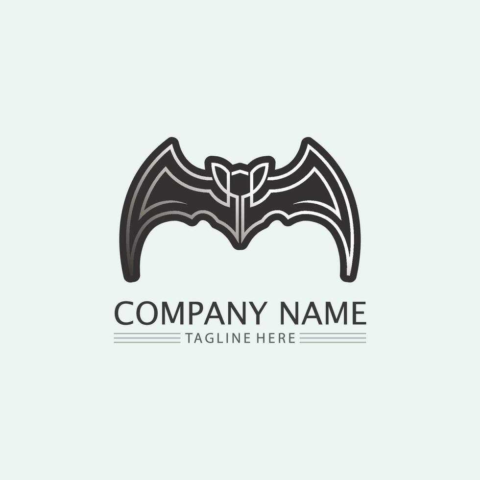 Bat logo animal and vector, wings, black, halloween, vampire, gothic, illustration, design bat icon vector