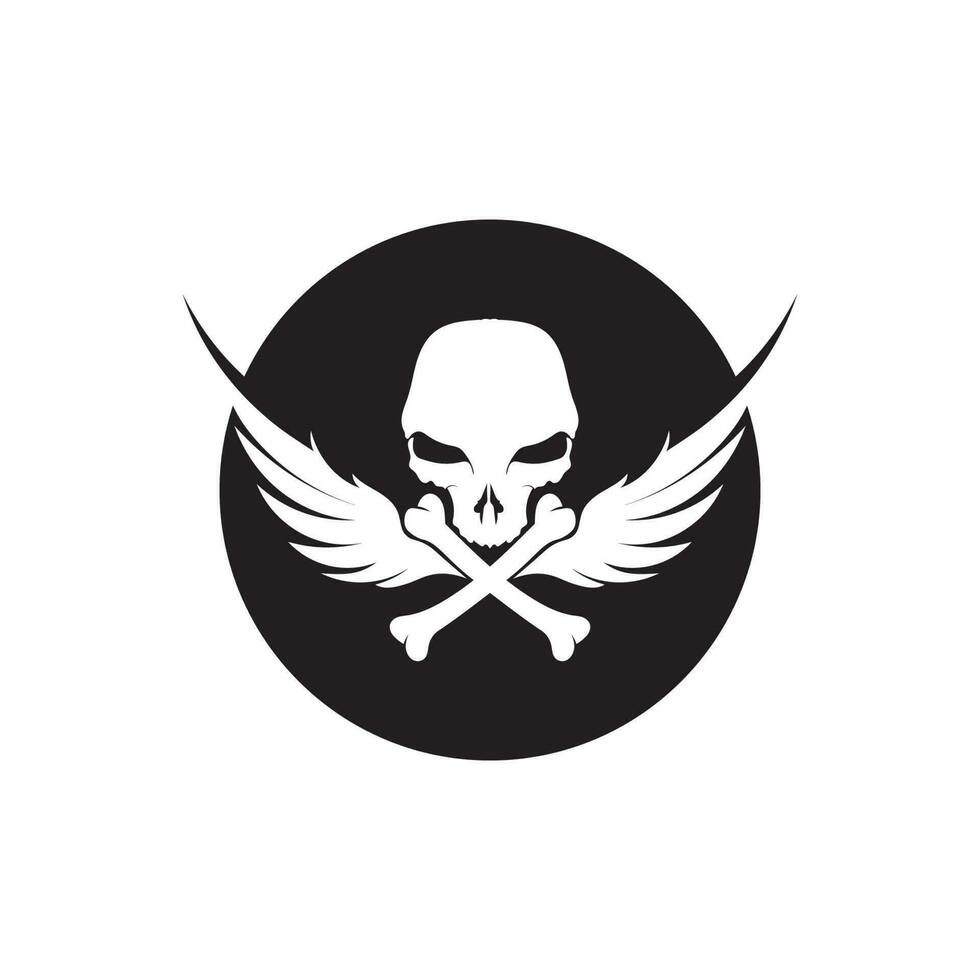 Crossbones death skull, danger or poison flat icon for apps and websites vector