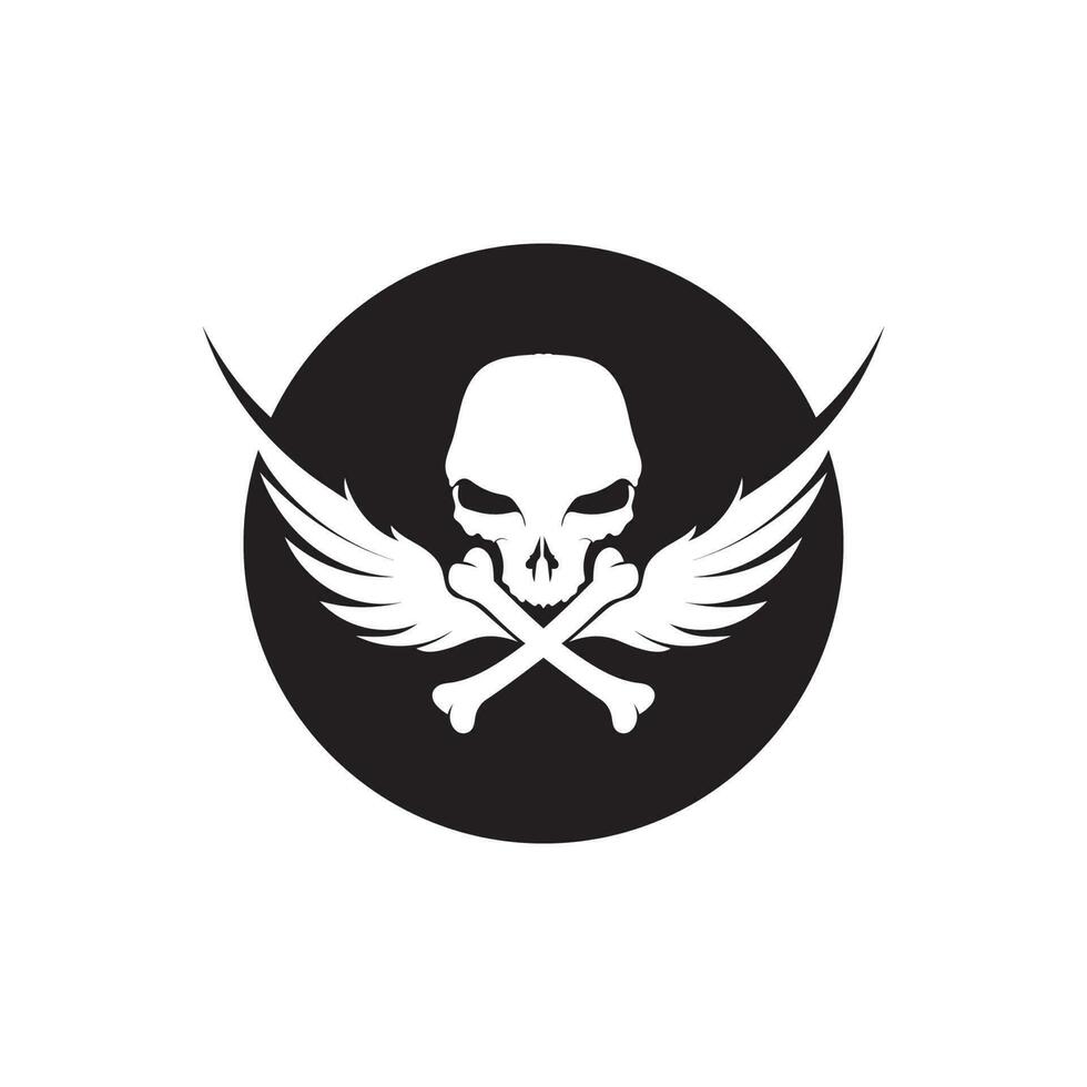 Crossbones death skull, danger or poison flat icon for apps and websites vector