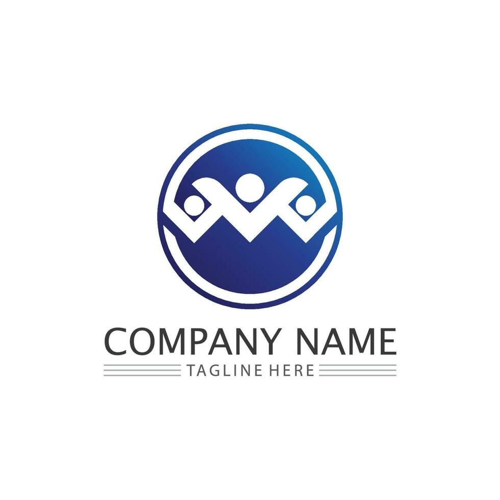 Human and people logo design Community care icon vector