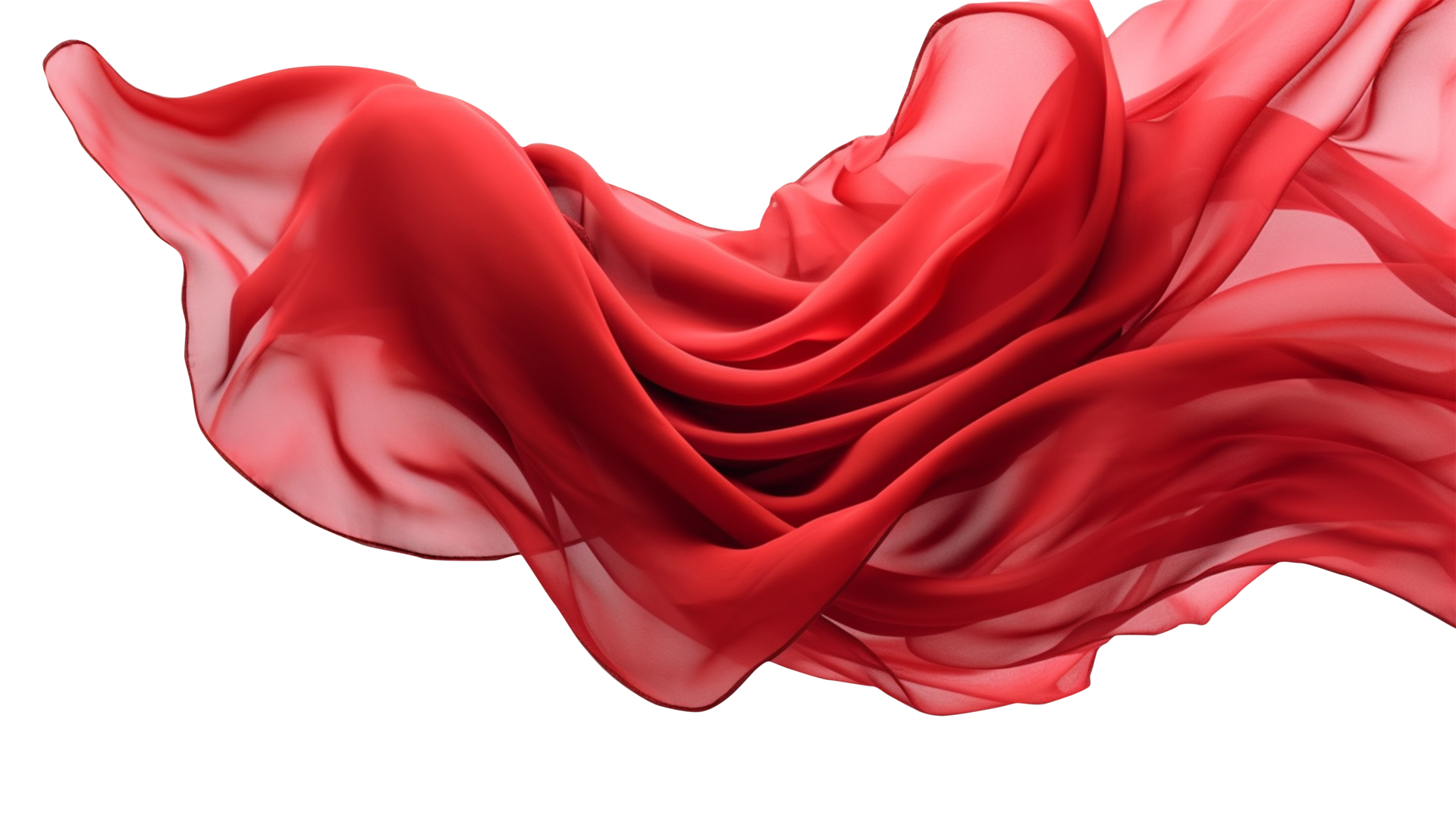 Red flying fabric, 3d wave cloth AI Generative 24732947 PNG