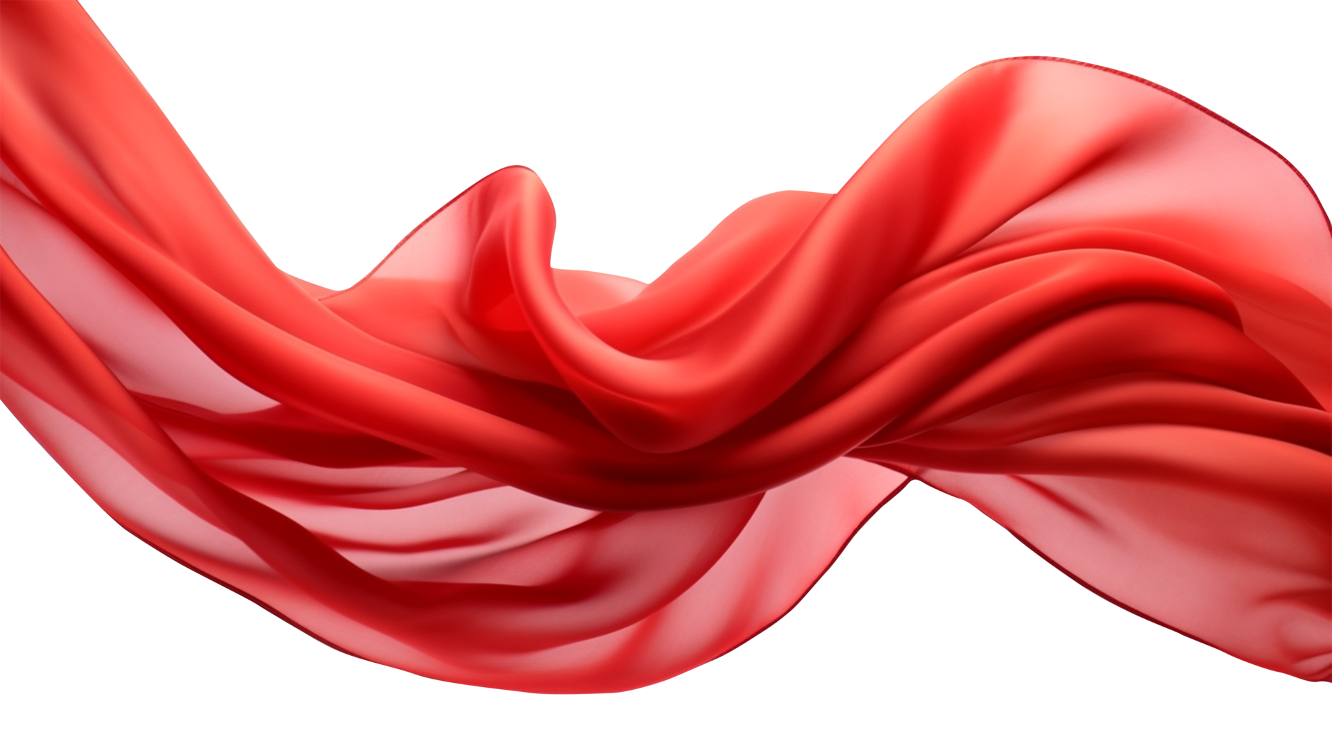 Red flying fabric, 3d wave cloth AI Generative 24732969 PNG