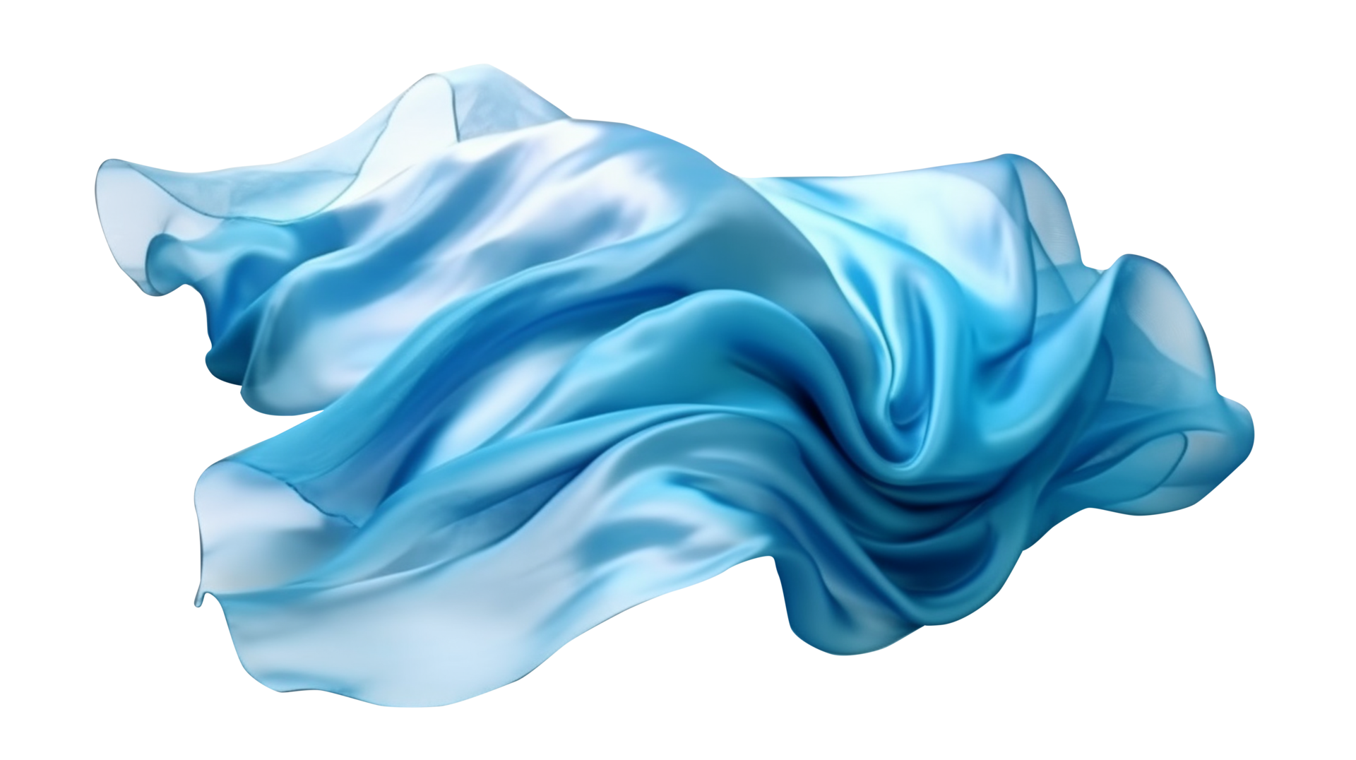 Blue flying fabric, 3d wave cloth AI Generative 24733152 PNG