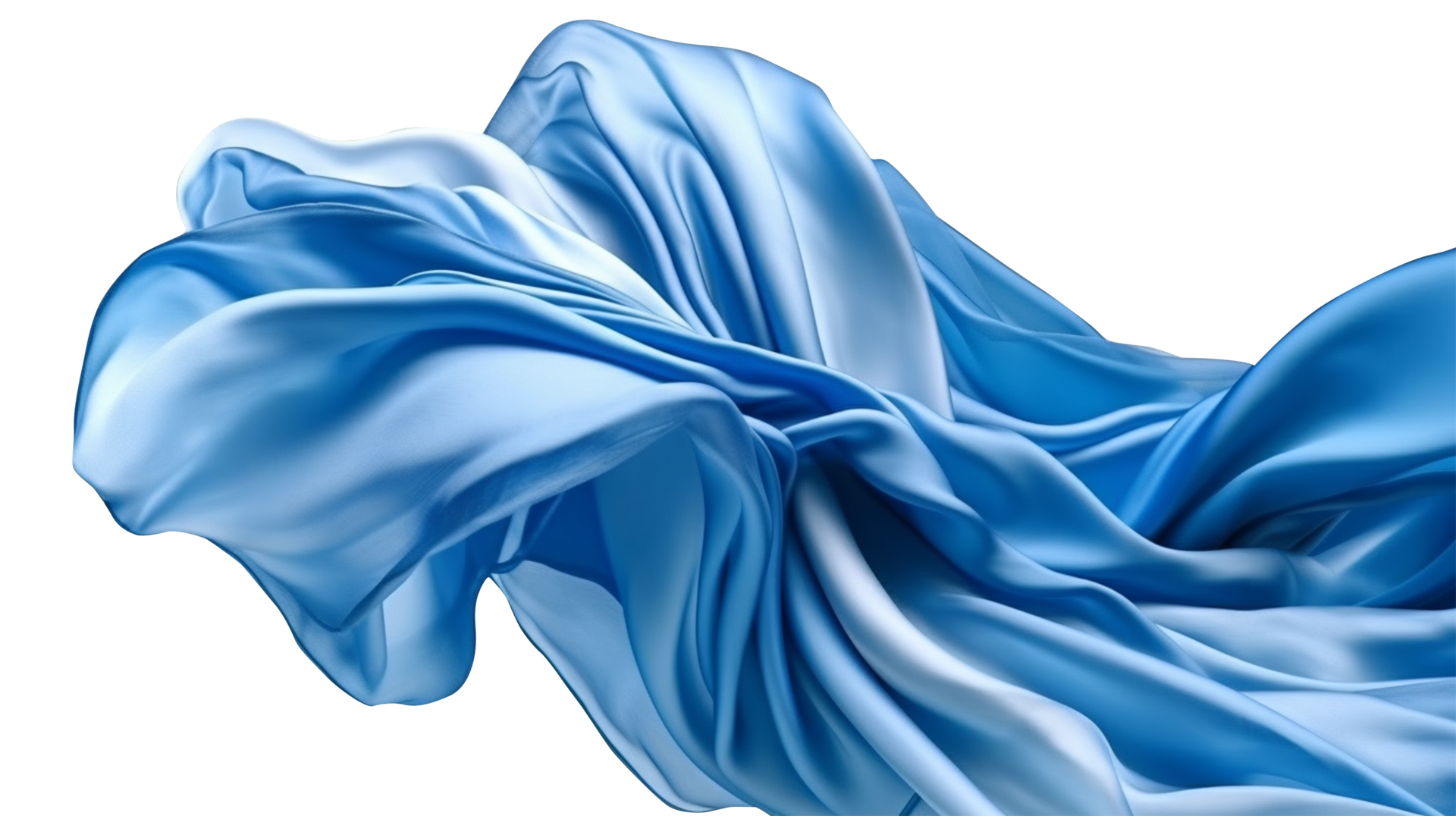 Blue flying fabric, 3d wave cloth AI Generative 24733159 PNG