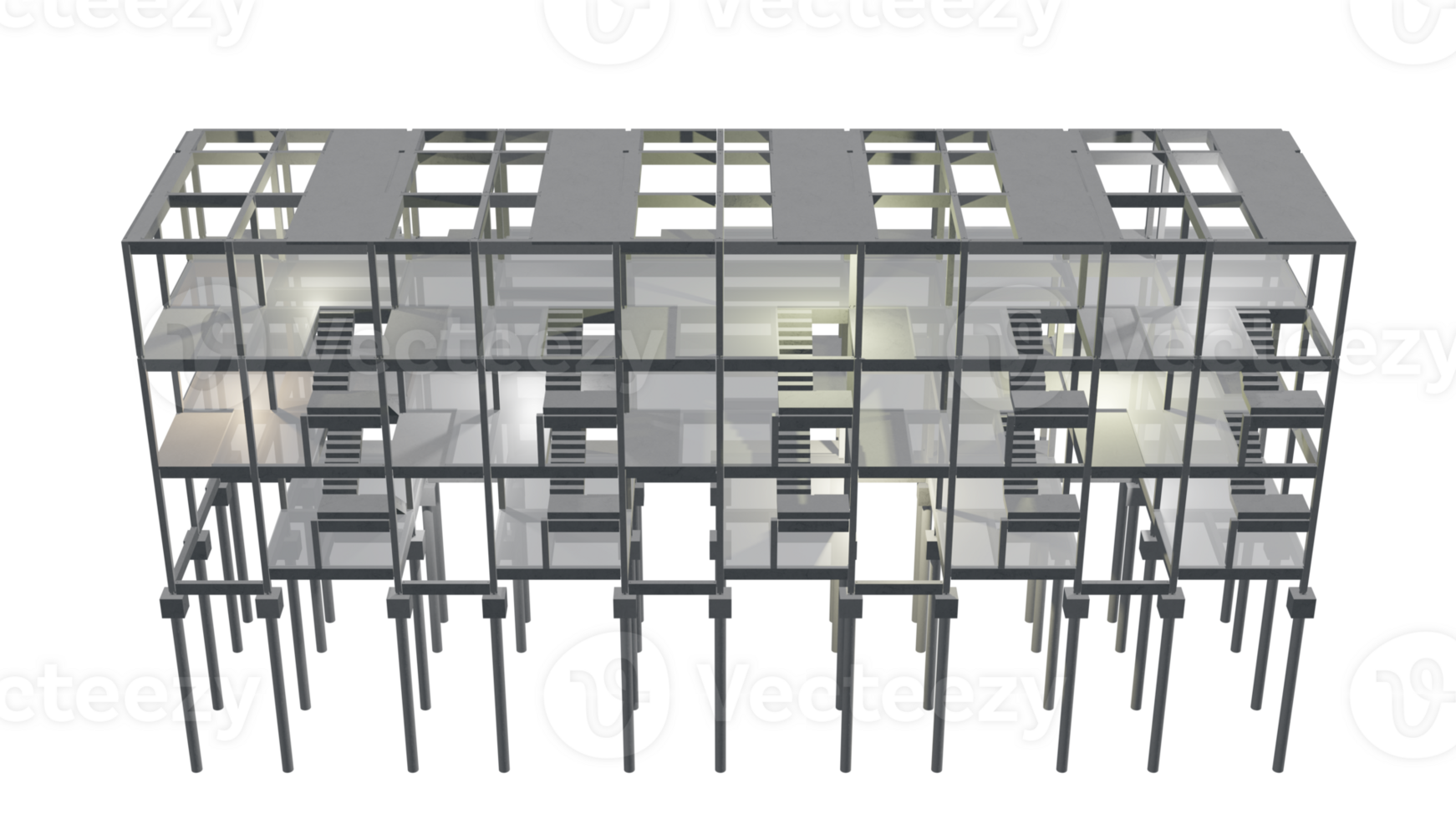 3D illustration of building project in transparent png