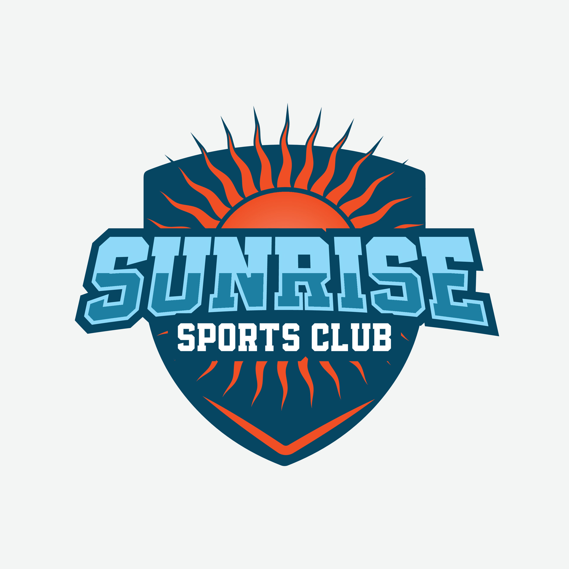 Sunrise sports club logo concept , sports club and team logo template