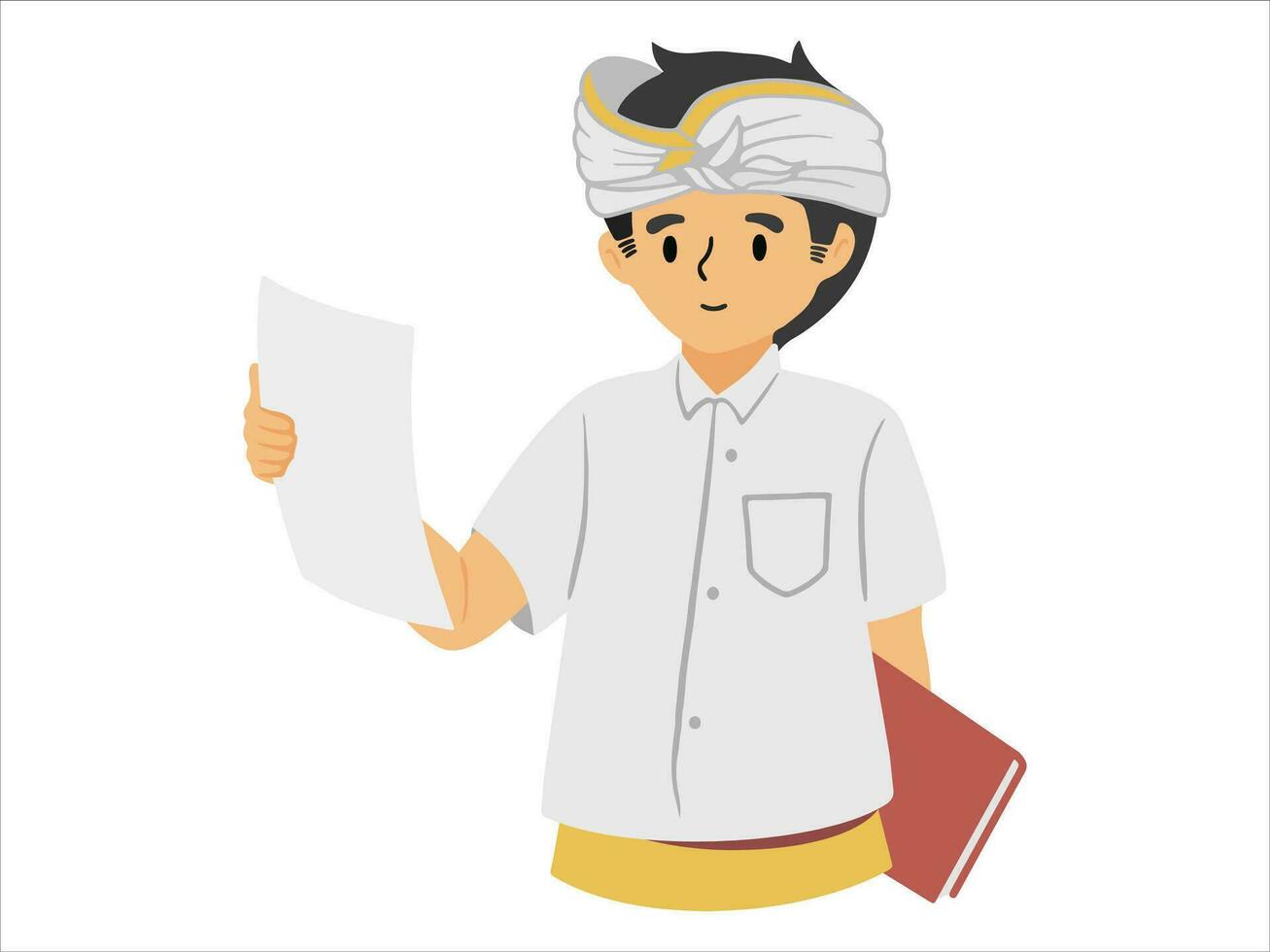 character people Balinese male wearing traditional clothes vector