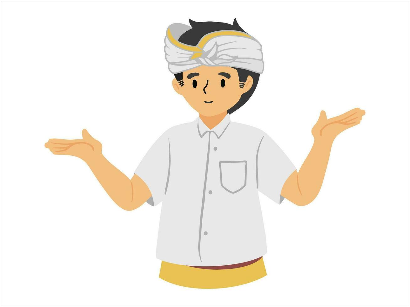 Presentation character Balinese male wearing traditional clothes vector