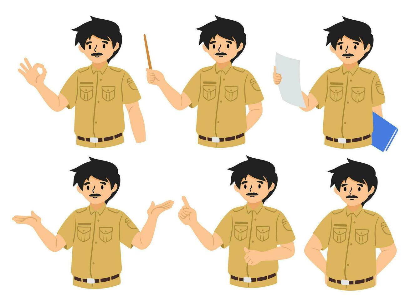 Presentation Character civil servant in Indonesia wearing uniform vector