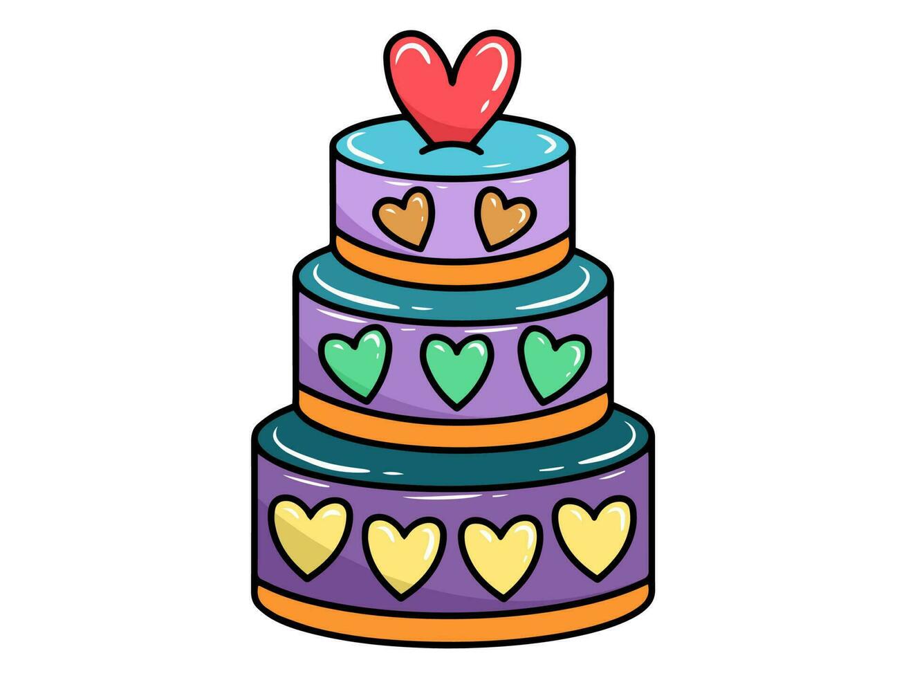 Hand drawn Birthday Cake Illustration vector