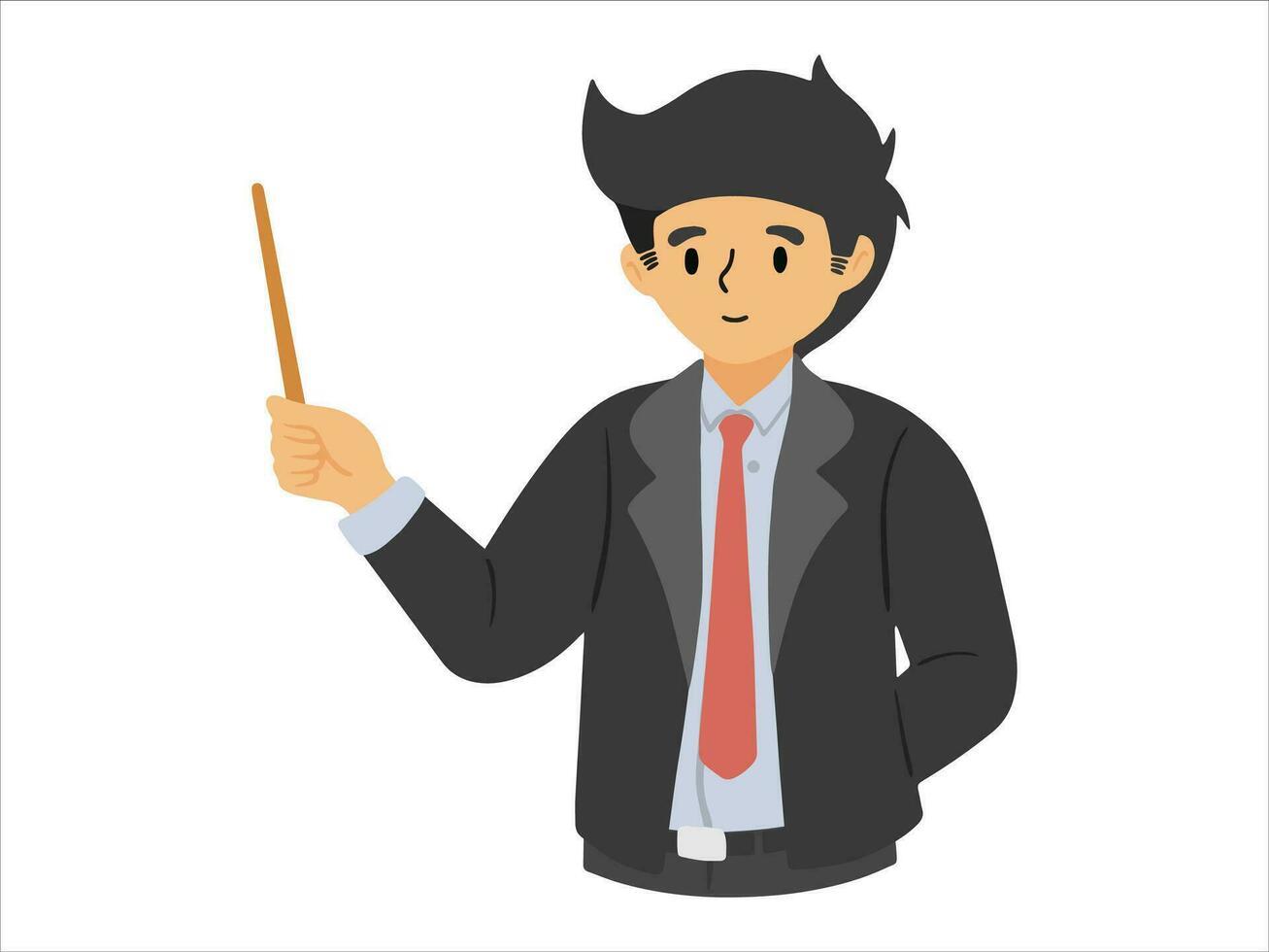 Presentation character Businessman wearing uniform vector