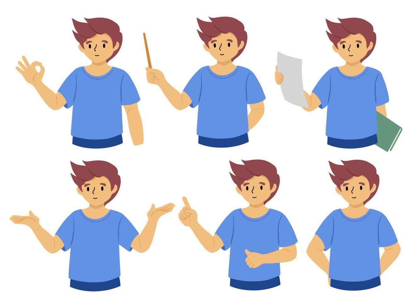 People Young male character wearing T-shirt vector