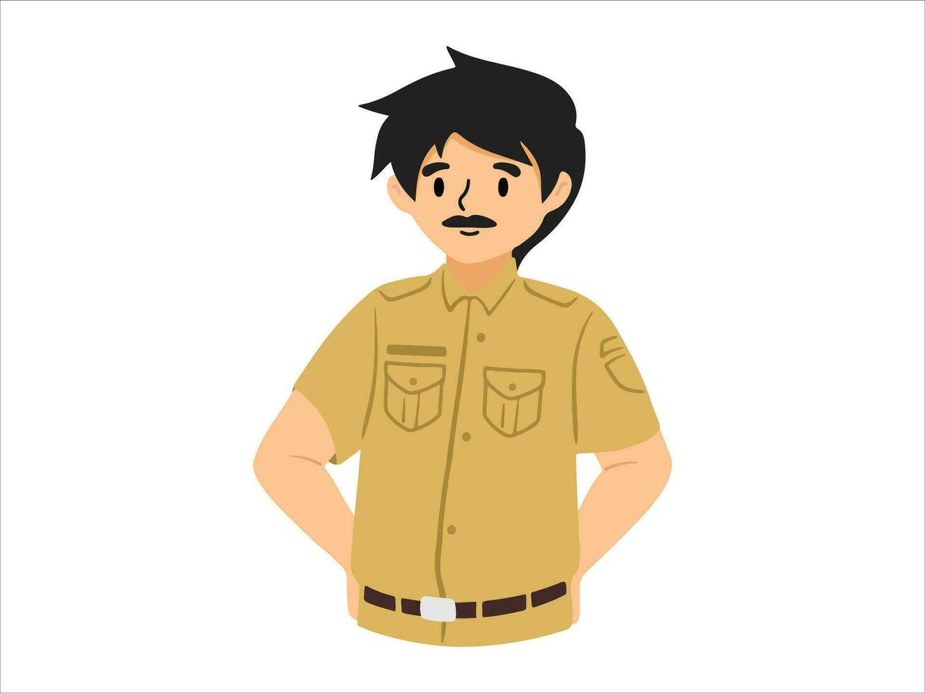 presentación personaje civil servidor en Indonesia vistiendo uniforme vector
