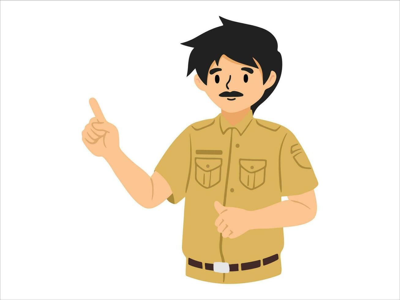 personaje personas civil servidor en Indonesia vistiendo uniforme vector