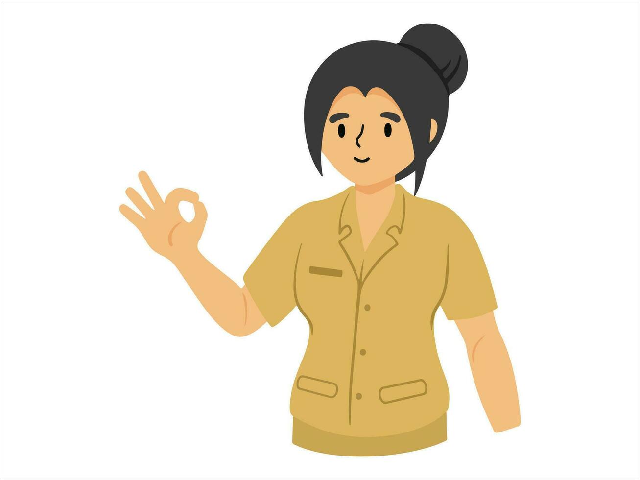 civil servant in Indonesia Character wearing uniform vector