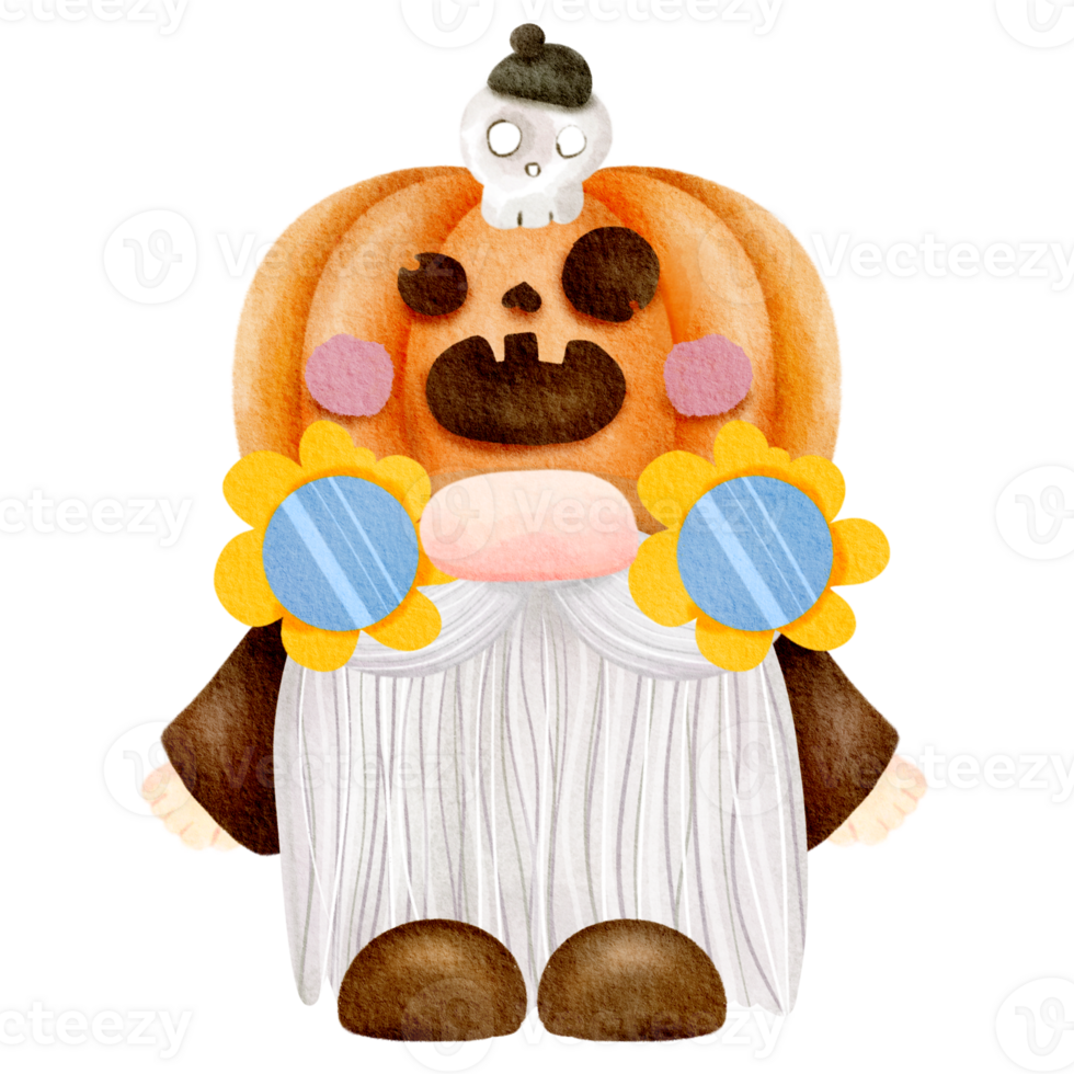 Cute cartoon Halloween concept.digital painting watercolor illustration.cartoon character hand drawn element.design for texture,fabric,scrapbook,decoration,greeting card,invitation,print template. png