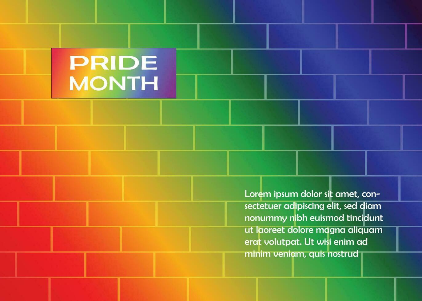 pride month text with rainbow background vector