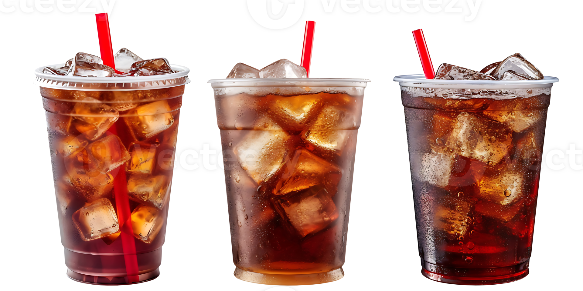 Clear Plastic Cup of Cola, side view with transparent background, Generative AI Technology png