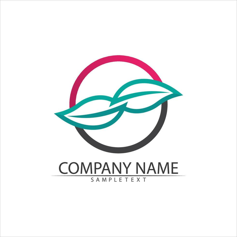 Tree leaf vector and green logo design friendly concept