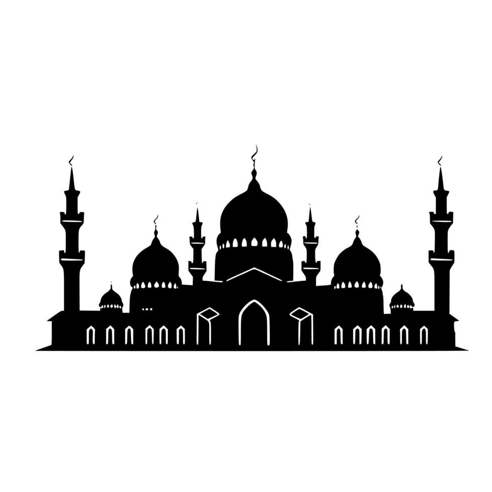 mezquita paisaje silueta vector