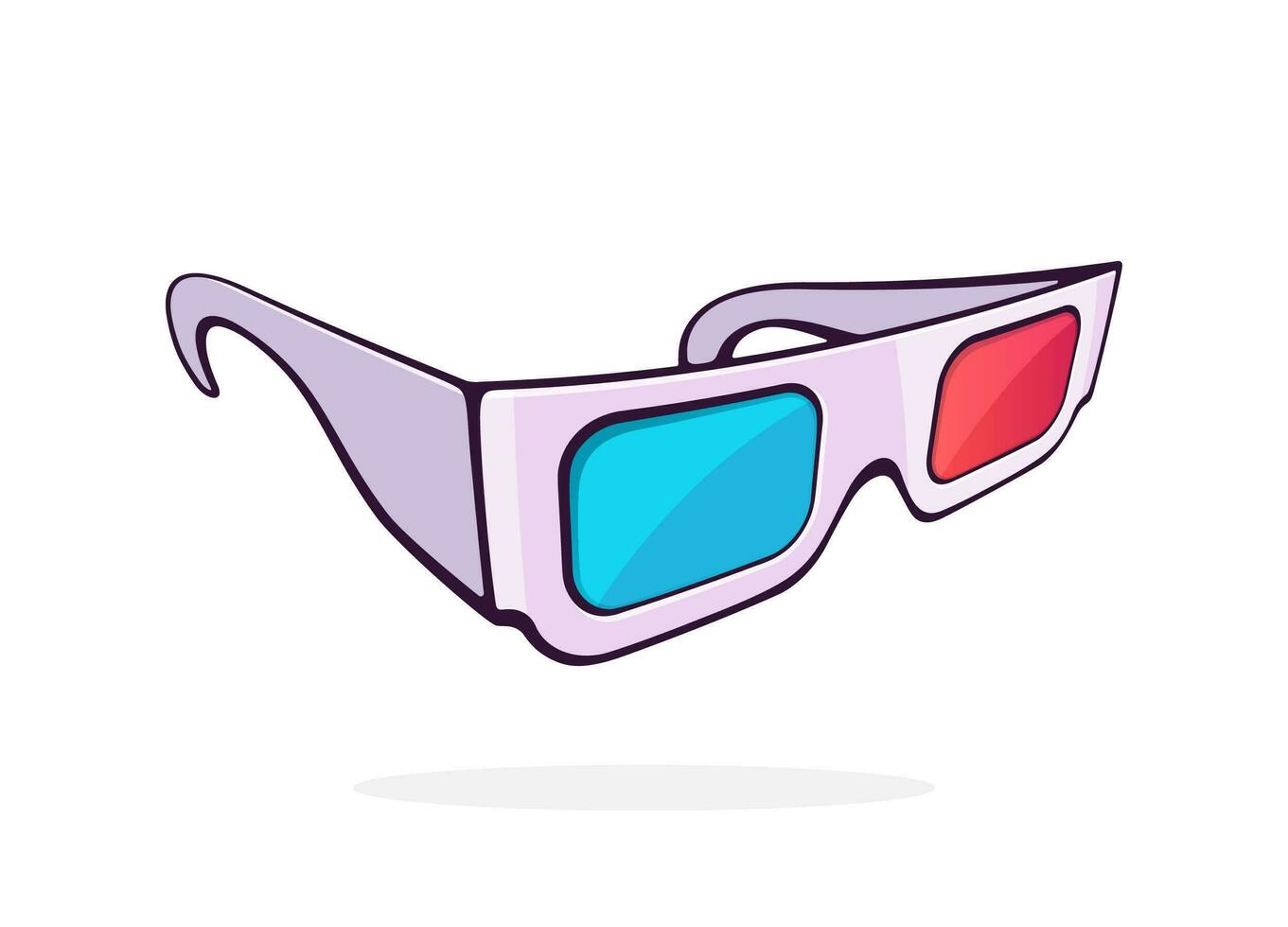 papel 3d lentes isométrica vista. estéreo retro lentes para tridimensional cine. símbolo de el película industria. dibujos animados vector ilustración con describir. acortar Arte aislado en blanco antecedentes