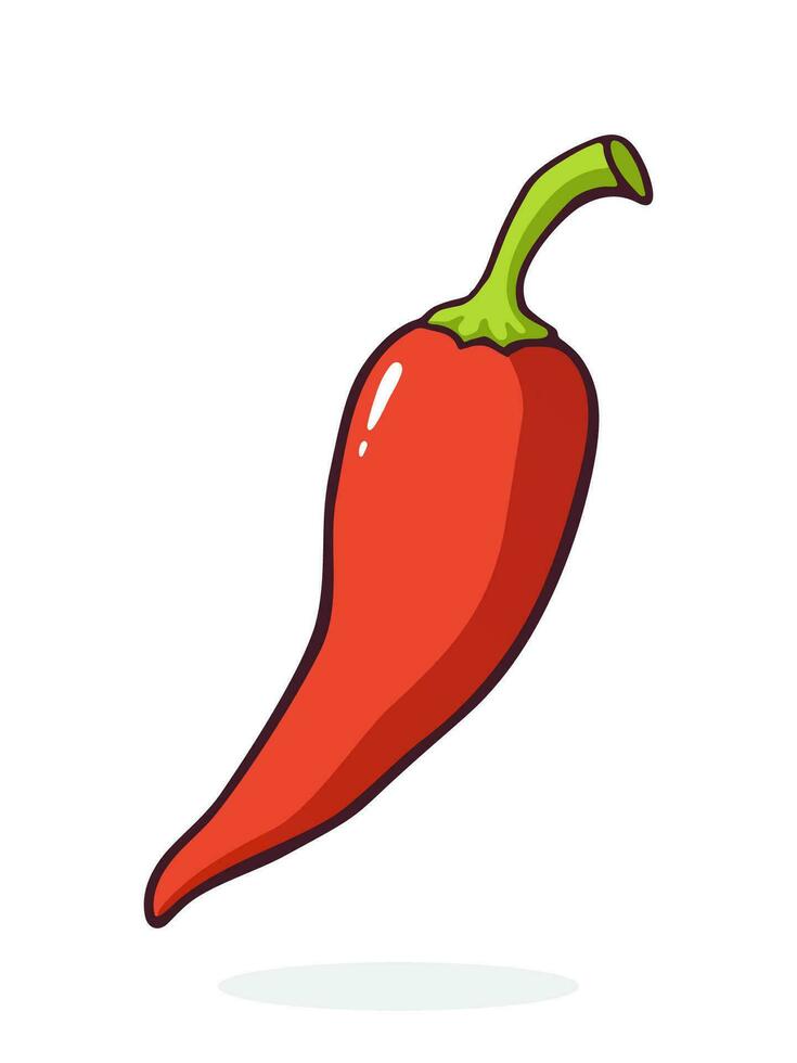 Cartoon illustration of red spicy hot chili pepper vector