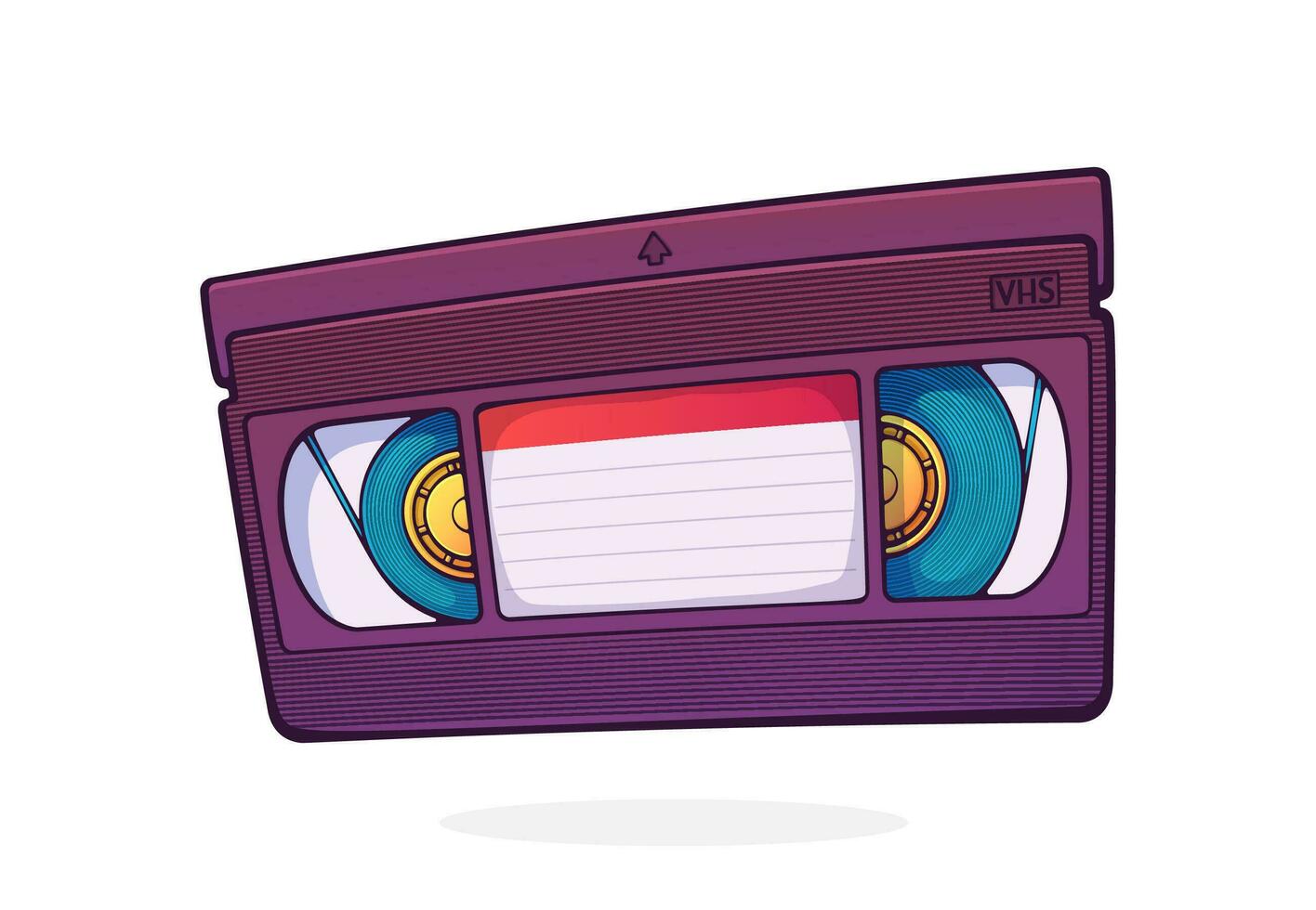 vhs casete. vídeo cinta grabar sistema. retro almacenamiento de término análogo información. película industria. dibujos animados vector ilustración con describir. acortar Arte aislado en blanco antecedentes