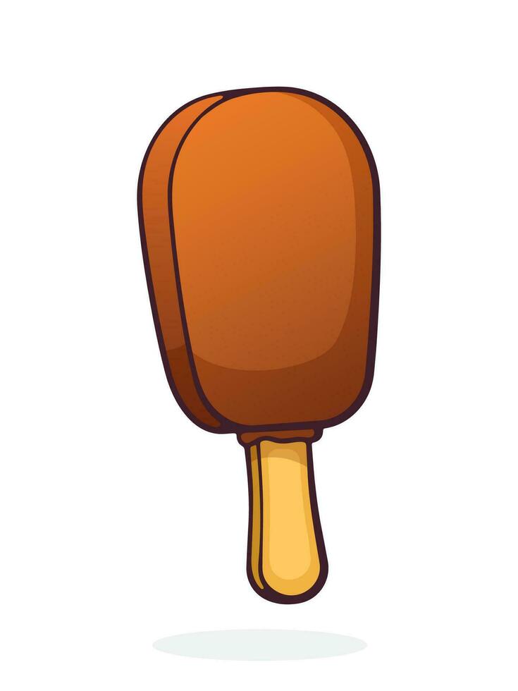 Cartoon illustration of ice cream ice lolly with chocolate glaze vector