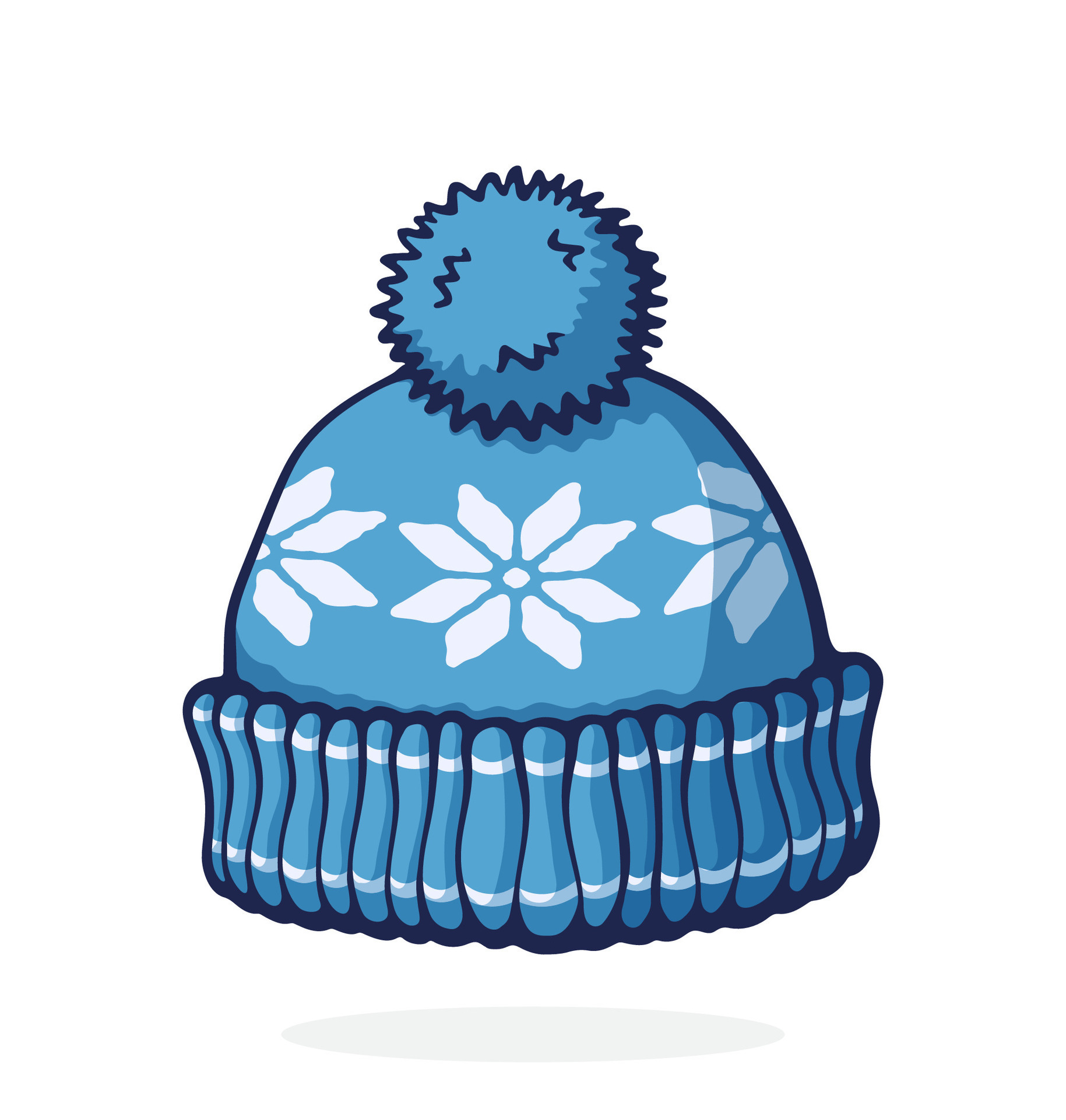 Cartoon illustration. Wool winter hat with pompon. Headdress for cold  weather. Graphic design with contour. Clip-art print for packaging,  showcase, greeting card. Isolated on white background 24734325 Vector Art  at Vecteezy