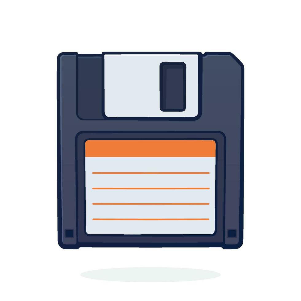 Cartoon illustration of computer floppy disk. Magnetic disk drive. Digital storage media vector