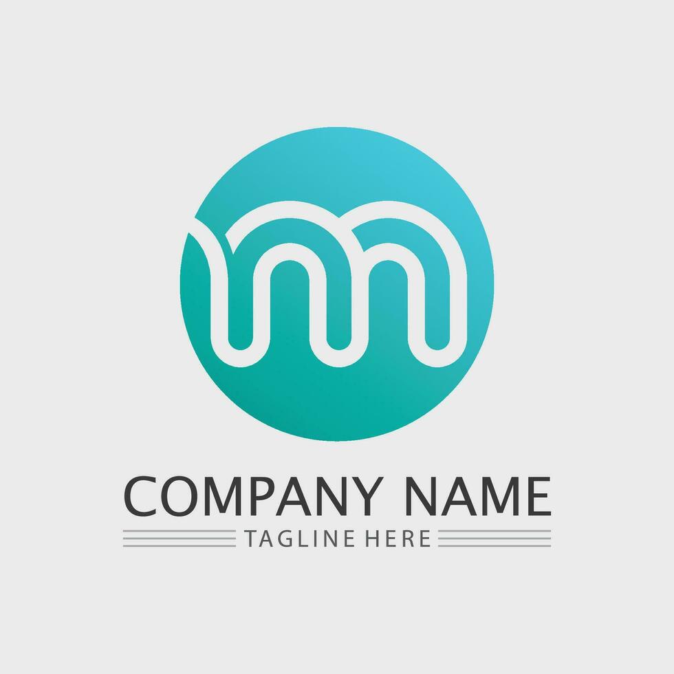 M letter an M font logo design vector identity icon sign