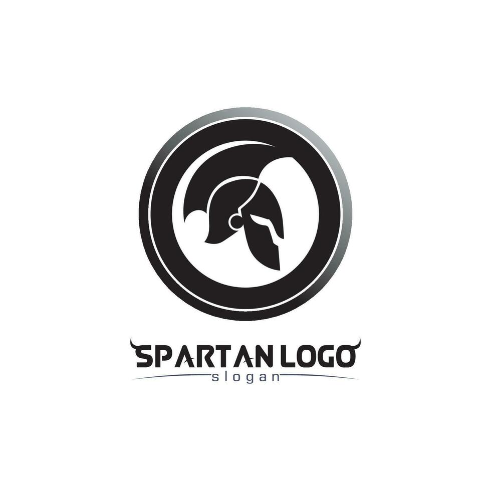 espartano logo negro gladiador y vector diseño casco y cabeza negro