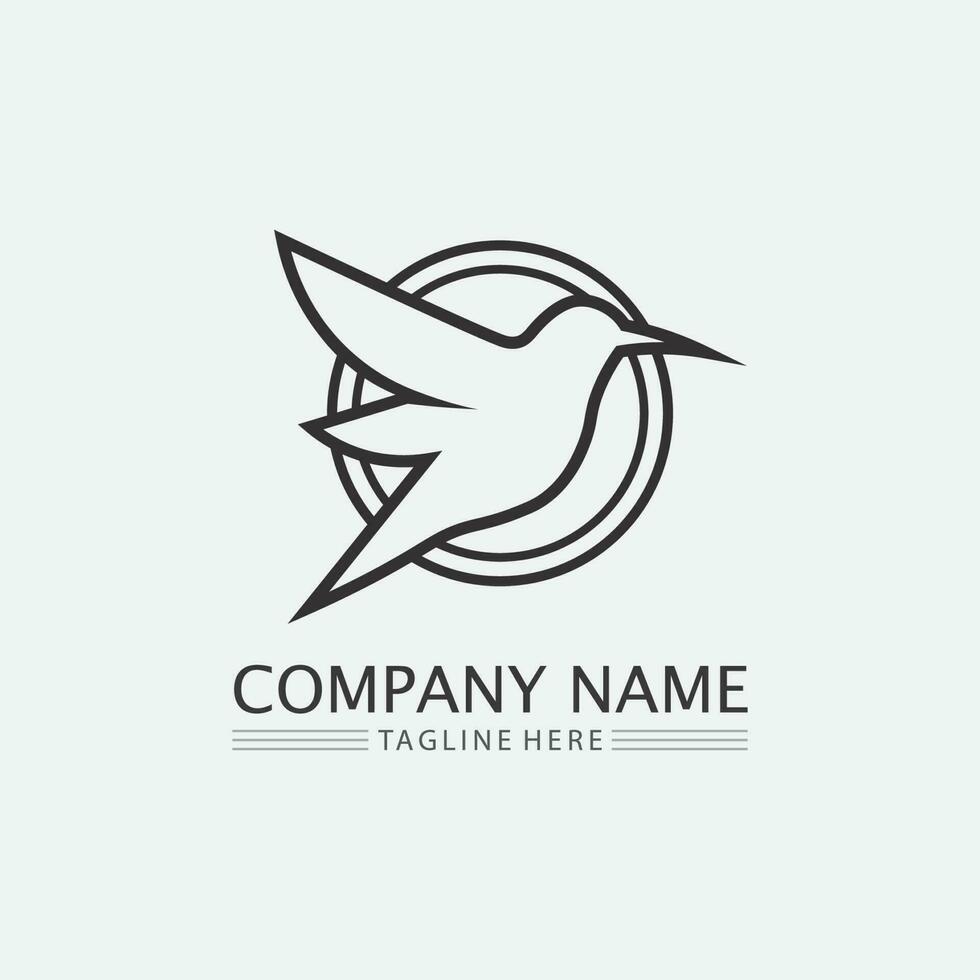 Birds and swallow dove logo design and vector animal wings and flying bird