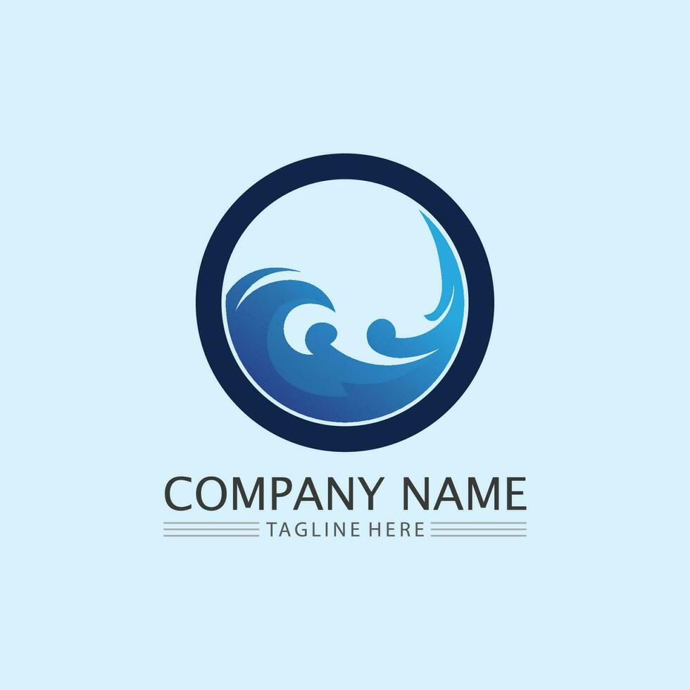 wave icon and water drop vector illustration design logo business