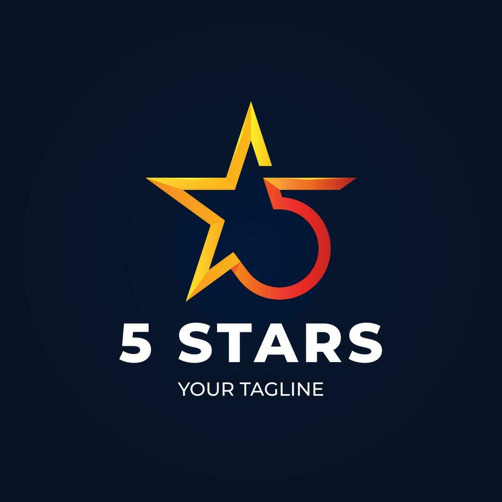 gradient 5 star logo template vector