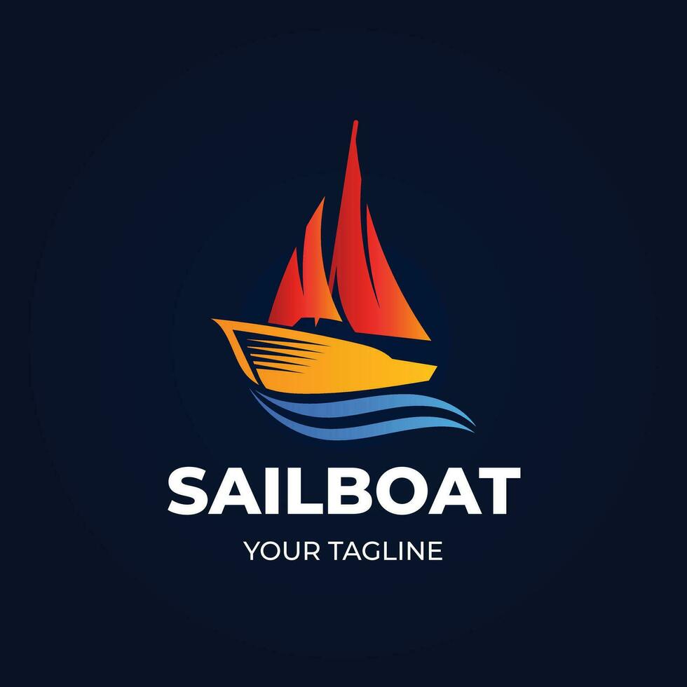 Gradient sailboat, speed boat, shipment boat template design vector