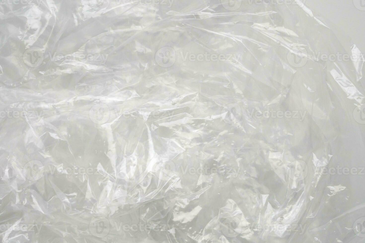 transparent plastic bag texture on white background photo