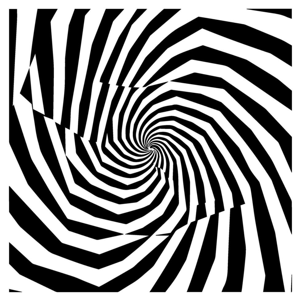 optical illusion, black and white spiral, abstract vector icon