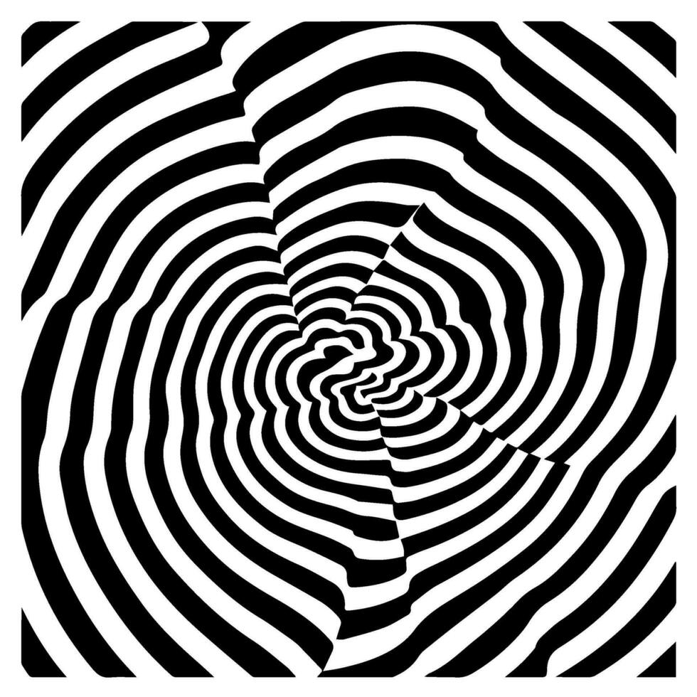 optical illusion, black and white spiral, abstract vector icon