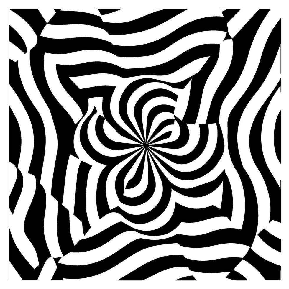 optical illusion, black and white spiral, abstract vector icon