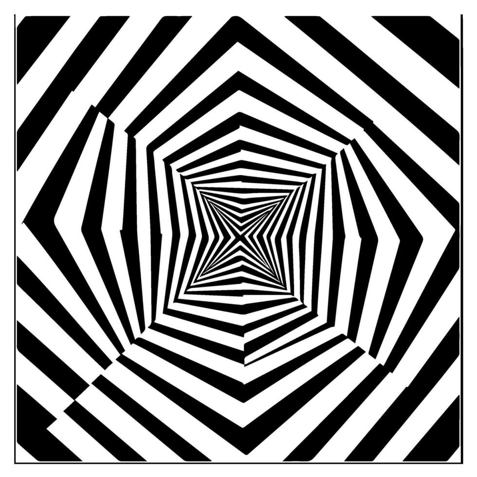 optical illusion, black and white spiral, abstract vector icon