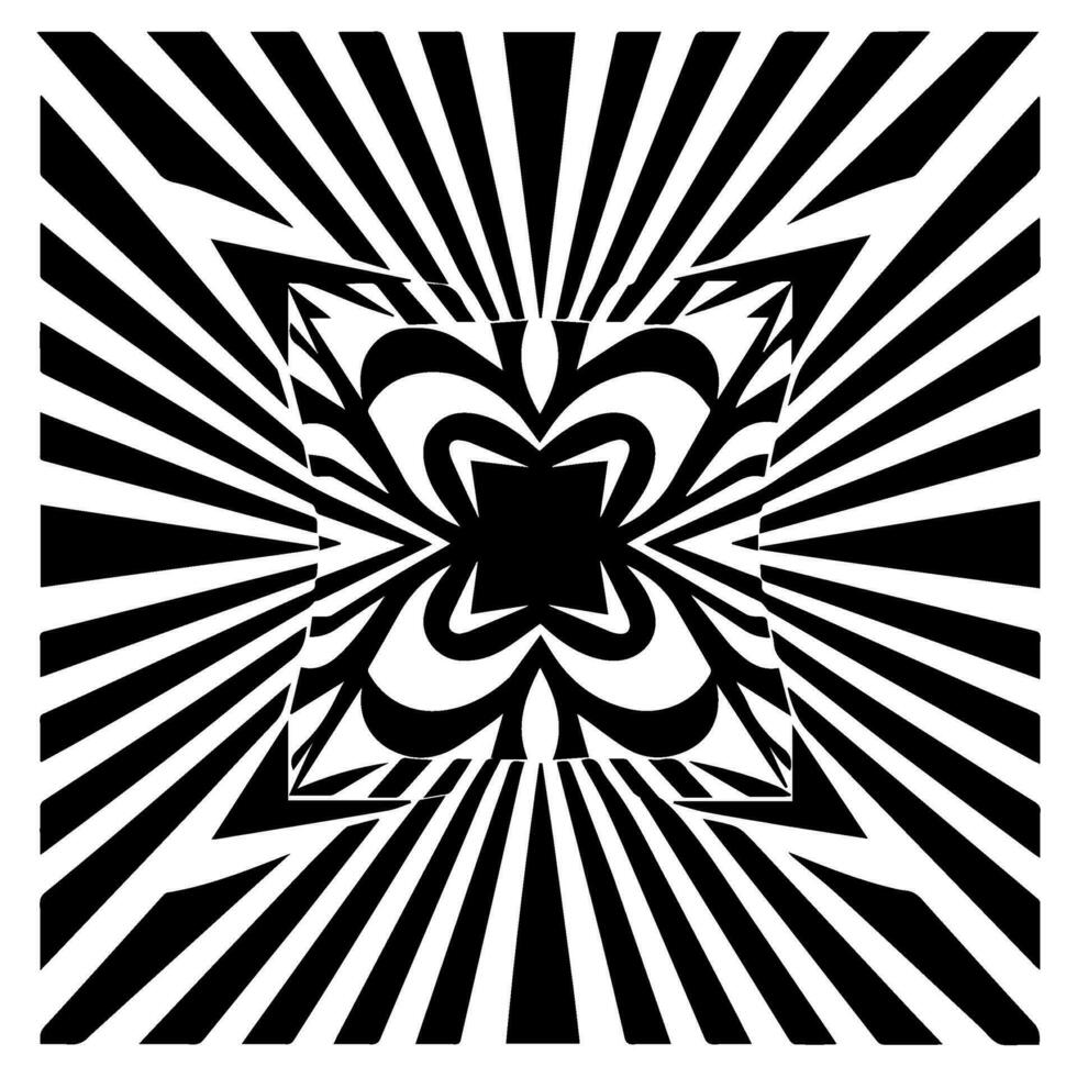 optical illusion, black and white spiral, abstract vector icon