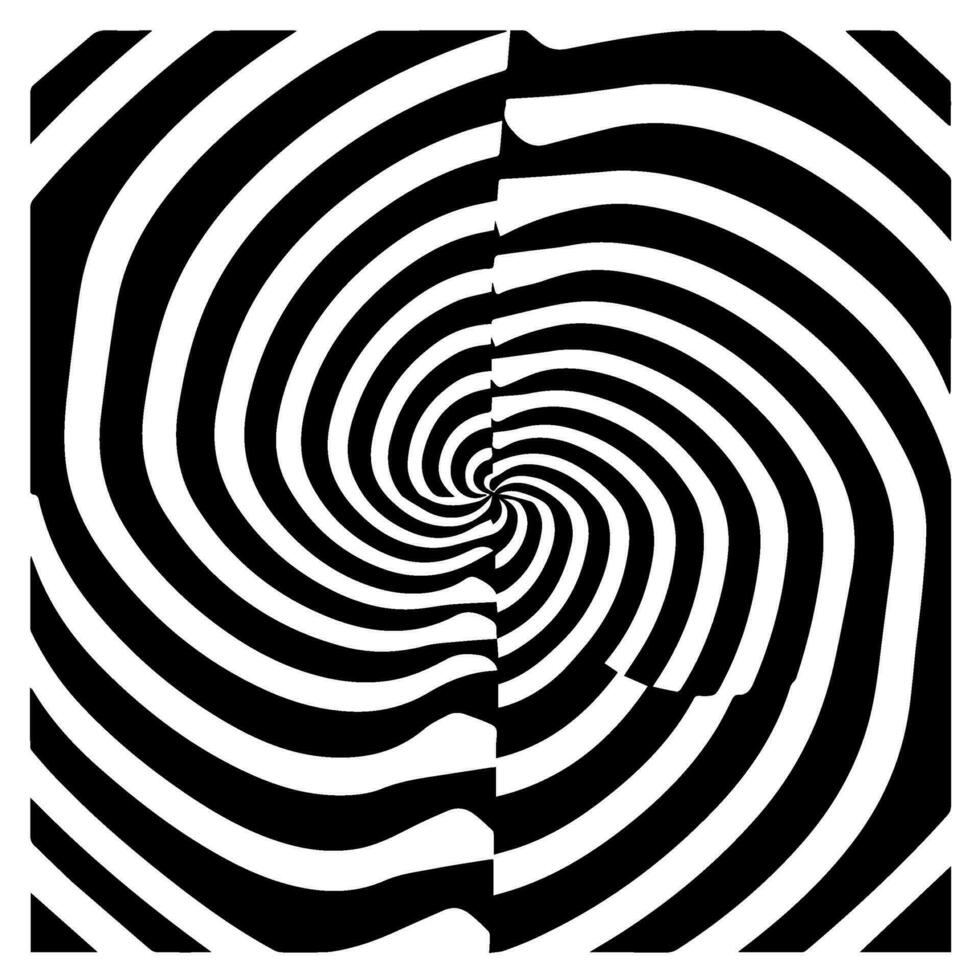 optical illusion, black and white spiral, abstract vector icon