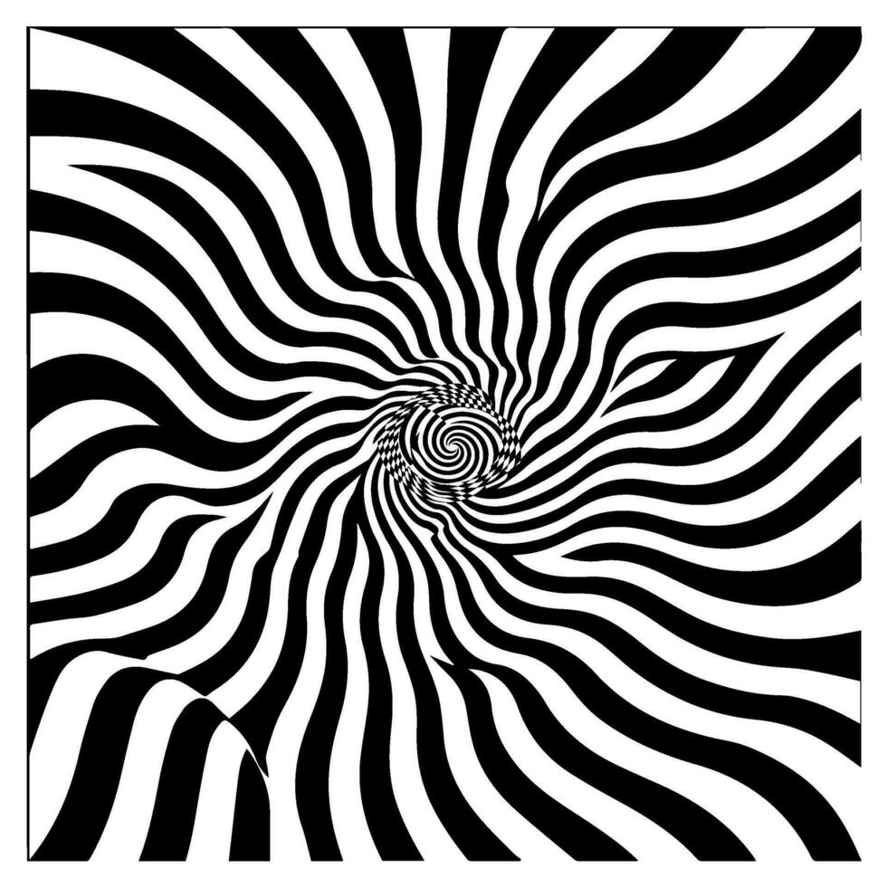 optical illusion, black and white spiral, abstract vector icon