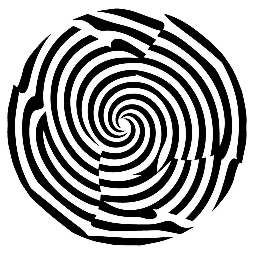 optical illusion, black and white spiral, abstract vector icon